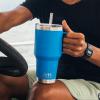 imageYETI Rambler 35 oz Straw Mug Vacuum Insulated Stainless Steel Moon DustBig Wave Blue