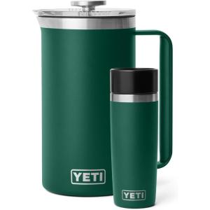 imageYETI Rambler 16 oz Travel Bottle and 34 oz French Press Coffee Maker Black Forest Green