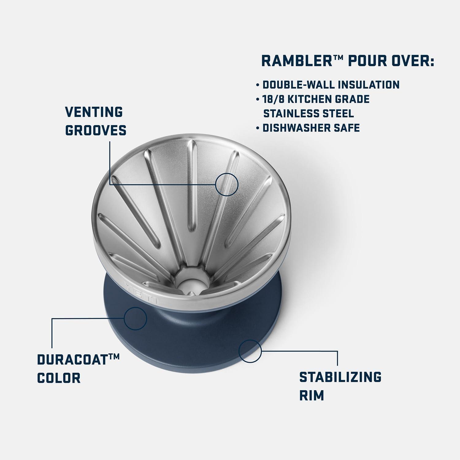 imageYETI Pour Over Coffee Maker Accessory Ramblers Designed for Perfect Coffee Extraction Anywhere Stainless Steel fits any V60 Filter Black Forest GreenBlack