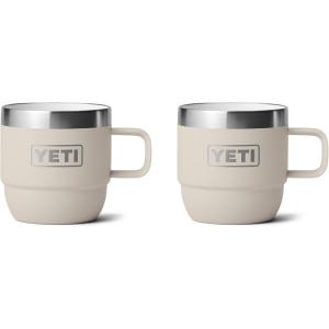 imageYETI Rambler 6 oz Stackable Mug Stainless Steel Vacuum Insulated EspressoCoffee Mug 2 PackCape Taupe