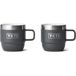 imageYETI Rambler 6 oz Stackable Mug Stainless Steel Vacuum Insulated EspressoCoffee Mug 2 PackCharcoal