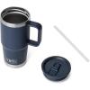 imageYETI Rambler 20 oz Travel Mug with Flip Straw Lid  Stainless Steel Vacuum Insulated Leakproof Cup Holder FriendlyNavy