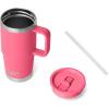 imageYETI Rambler 20 oz Travel Mug with Flip Straw Lid  Stainless Steel Vacuum Insulated Leakproof Cup Holder FriendlyTropical Pink