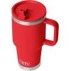 imageYETI Rambler 30 oz Travel Mug with Flip Straw Lid  Stainless Steel Vacuum Insulated Leakproof Cup Holder FriendlyRescue Red