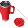 imageYETI Rambler 30 oz Travel Mug with Flip Straw Lid  Stainless Steel Vacuum Insulated Leakproof Cup Holder FriendlyRescue Red