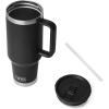 imageYETI Rambler 40 oz Travel Mug with Flip Straw Lid  Stainless Steel Vacuum Insulated Leakproof Cup Holder FriendlyBlack