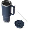 imageYETI Rambler 40 oz Travel Mug with Flip Straw Lid  Stainless Steel Vacuum Insulated Leakproof Cup Holder FriendlyNavy
