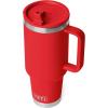 imageYETI Rambler 40 oz Travel Mug with Flip Straw Lid  Stainless Steel Vacuum Insulated Leakproof Cup Holder FriendlyRescue Red