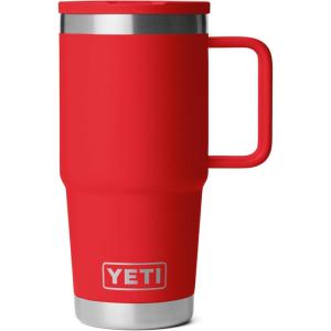 imageYETI Rambler 20 oz Travel Mug with Flip Straw Lid  Stainless Steel Vacuum Insulated Leakproof Cup Holder FriendlyRescue Red