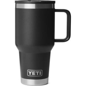 imageYETI Rambler 30 oz Travel Mug with Flip Straw Lid  Stainless Steel Vacuum Insulated Leakproof Cup Holder FriendlyBlack