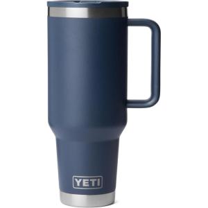 imageYETI Rambler 40 oz Travel Mug with Flip Straw Lid  Stainless Steel Vacuum Insulated Leakproof Cup Holder FriendlyNavy