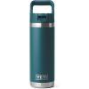 imageYETI Rambler 18 oz Bottle Vacuum Insulated Stainless Steel with Color Matching Straw Cap Solar FlareAgave Teal