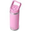 imageYETI Rambler 18 oz Bottle Vacuum Insulated Stainless Steel with Color Matching Straw Cap Solar FlarePower Pink