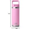 imageYETI Rambler 18 oz Bottle Vacuum Insulated Stainless Steel with Color Matching Straw Cap Solar FlarePower Pink