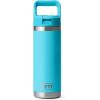 imageYETI Rambler 18 oz Bottle Vacuum Insulated Stainless Steel with Color Matching Straw Cap Solar FlareReef Blue