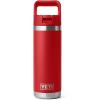 imageYETI Rambler 18 oz Bottle Vacuum Insulated Stainless Steel with Color Matching Straw Cap Solar FlareRescue Red