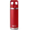 imageYETI Rambler 18 oz Bottle Vacuum Insulated Stainless Steel with Color Matching Straw Cap Solar FlareRescue Red