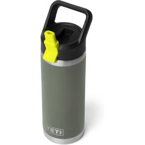 imageYETI Rambler 18 oz Bottle Vacuum Insulated Stainless Steel with Color Matching Straw Cap Solar FlareCamp GreenFirefly Yellow