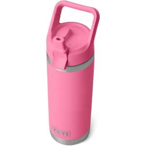 imageYETI Rambler 18 oz Bottle Vacuum Insulated Stainless Steel with Color Matching Straw Cap Solar FlareHarbor Pink