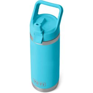 imageYETI Rambler 18 oz Bottle Vacuum Insulated Stainless Steel with Color Matching Straw Cap Solar FlareReef Blue