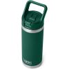 imageYETI Rambler 18 oz Bottle Vacuum Insulated Stainless Steel with Color Matching Straw Cap WhiteBlack Forest Green