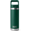 imageYETI Rambler 18 oz Bottle Vacuum Insulated Stainless Steel with Color Matching Straw Cap WhiteBlack Forest Green