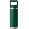 imageYETI Rambler 18 oz Bottle Vacuum Insulated Stainless Steel with Color Matching Straw Cap WhiteBlack Forest Green