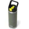 imageYETI Rambler 18 oz Bottle Vacuum Insulated Stainless Steel with Color Matching Straw Cap WhiteCamp GreenFirefly Yellow