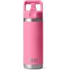 imageYETI Rambler 18 oz Bottle Vacuum Insulated Stainless Steel with Color Matching Straw Cap WhiteHarbor Pink