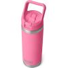 imageYETI Rambler 18 oz Bottle Vacuum Insulated Stainless Steel with Color Matching Straw Cap WhiteHarbor Pink