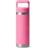 imageYETI Rambler 18 oz Bottle Vacuum Insulated Stainless Steel with Color Matching Straw Cap WhiteHarbor Pink
