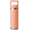 imageYETI Rambler 18 oz Bottle Vacuum Insulated Stainless Steel with Color Matching Straw Cap WhiteLowcountry Peach