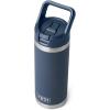 imageYETI Rambler 18 oz Bottle Vacuum Insulated Stainless Steel with Color Matching Straw Cap WhiteNavy