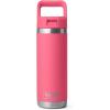 imageYETI Rambler 18 oz Bottle Vacuum Insulated Stainless Steel with Color Matching Straw Cap WhiteTropical Pink