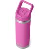 imageYETI Rambler 18 oz Bottle Vacuum Insulated Stainless Steel with Color Matching Straw Cap WhiteWildflower Fuchsia