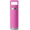 imageYETI Rambler 18 oz Bottle Vacuum Insulated Stainless Steel with Color Matching Straw Cap WhiteWildflower Fuchsia