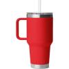 imageYETI Rambler 35 oz Straw Mug 20  DoubleWall Vacuum Insulation for Cold Beverages  Dishwasher Safe  Cupholder Compatible  Reusable Straw  Comfortable Grip Handle  Travel Mug  Cape TaupeRescue Red