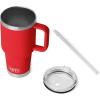 imageYETI Rambler 35 oz Straw Mug 20  DoubleWall Vacuum Insulation for Cold Beverages  Dishwasher Safe  Cupholder Compatible  Reusable Straw  Comfortable Grip Handle  Travel Mug  Cape TaupeRescue Red