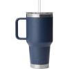 imageYETI Rambler 35 oz Straw Mug 20  DoubleWall Vacuum Insulation for Cold Beverages  Dishwasher Safe  Cupholder Compatible  Reusable Straw  Comfortable Grip Handle  Travel Mug  Cape TaupeNavy