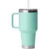 imageYETI Rambler 35 oz Straw Mug 20  DoubleWall Vacuum Insulation for Cold Beverages  Dishwasher Safe  Cupholder Compatible  Reusable Straw  Comfortable Grip Handle  Travel Mug  Cape TaupeSeafoam