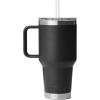 imageYETI Rambler 35 oz Straw Mug 20  DoubleWall Vacuum Insulation for Cold Beverages  Dishwasher Safe  Cupholder Compatible  Reusable Straw  Comfortable Grip Handle  Travel Mug  Cape TaupeBlack