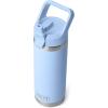 imageYETI Rambler 18 oz Bottle Vacuum Insulated Stainless Steel with Color Matching Straw Cap WhiteBig Sky Blue