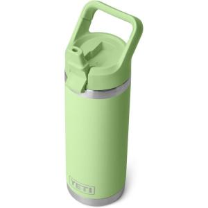 imageYETI Rambler 18 oz Bottle Vacuum Insulated Stainless Steel with Color Matching Straw Cap WhiteKey Lime