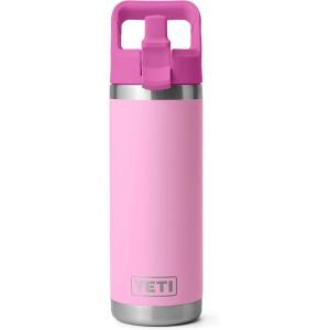 imageYETI Rambler 18 oz Bottle Vacuum Insulated Stainless Steel with Color Matching Straw Cap WhitePower PinkWildflower