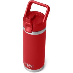 imageYETI Rambler 18 oz Bottle Vacuum Insulated Stainless Steel with Color Matching Straw Cap WhiteRescue Red