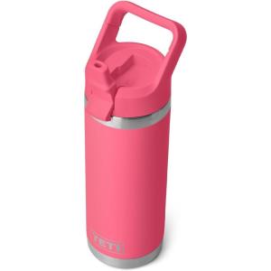 imageYETI Rambler 18 oz Bottle Vacuum Insulated Stainless Steel with Color Matching Straw Cap WhiteTropical Pink