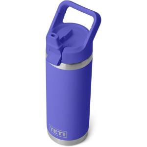 imageYETI Rambler 18 oz Bottle Vacuum Insulated Stainless Steel with Color Matching Straw Cap WhiteUltramarine Violet