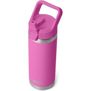 imageYETI Rambler 18 oz Bottle Vacuum Insulated Stainless Steel with Color Matching Straw Cap WhiteWildflower Fuchsia
