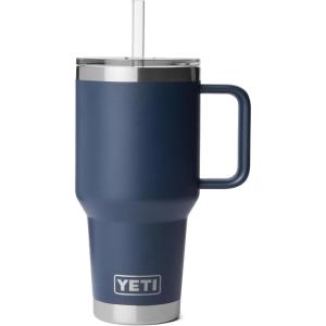imageYETI Rambler 35 oz Straw Mug 20  DoubleWall Vacuum Insulation for Cold Beverages  Dishwasher Safe  Cupholder Compatible  Reusable Straw  Comfortable Grip Handle  Travel Mug  Cape TaupeNavy