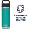 imageYETI Rambler 18 oz Bottle Leakproof Vacuum Insulated Stainless Steel with Chug Cap RidgelineAquifer Blue